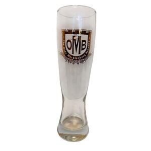 Olde Mecklenburg Brewery OMB 0.5L Pilsner Beer Glass Sahm Charlotte NC Gold Logo